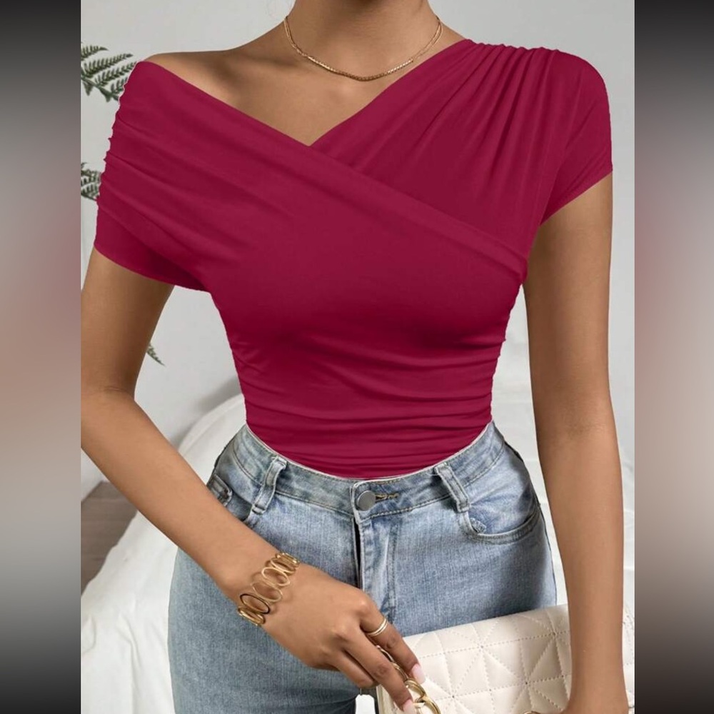 Elegant Burgundy Off-Shoulder Top